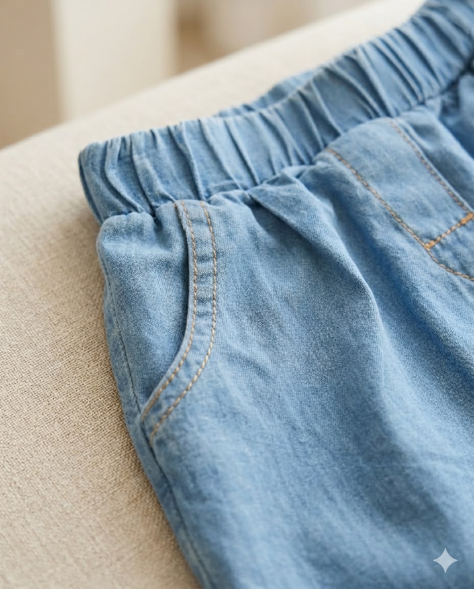 Nakışlı Pembe Bluz & Denim Şort Kız Çocuk Yaz Takımı